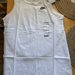 Nike White Sleeveless Tee with Black Logo